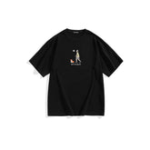 Men's Black Graphic Embroidered Cotton T-Shirt